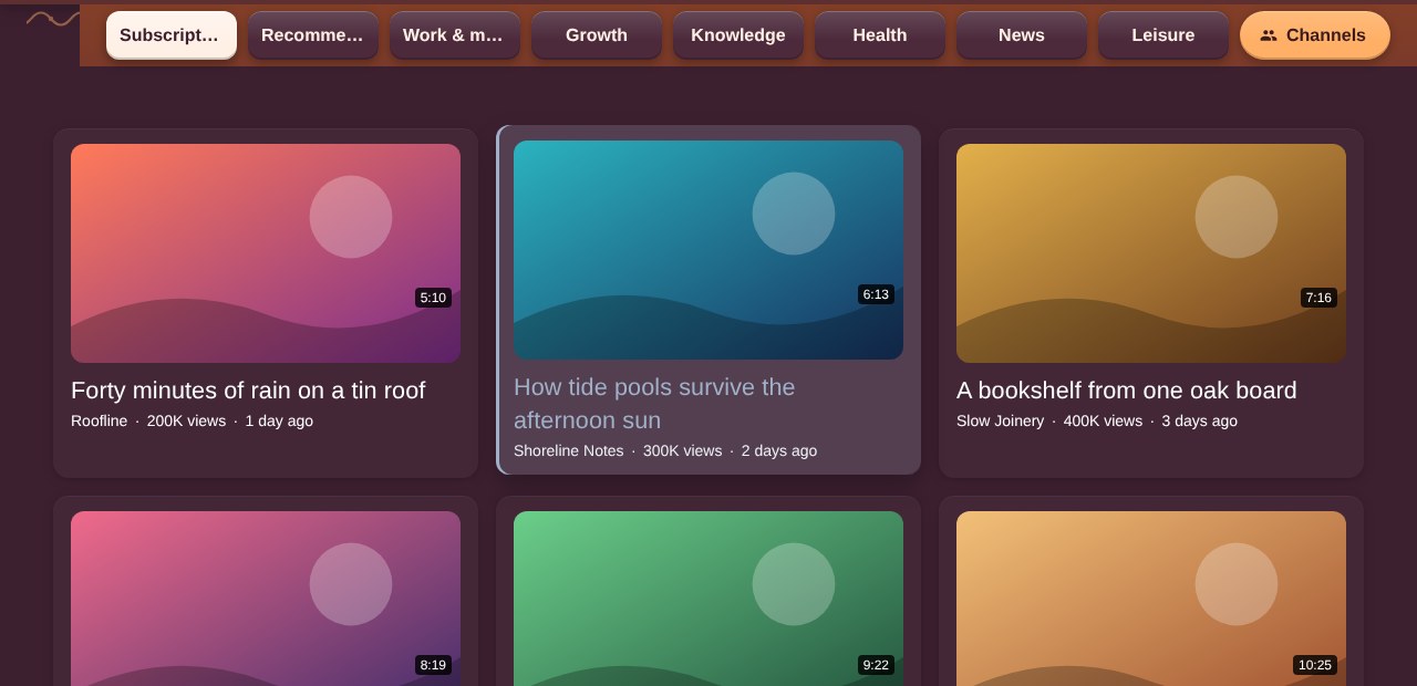 The same feed with Afterglow in the Sunset theme, with a folder bar on top